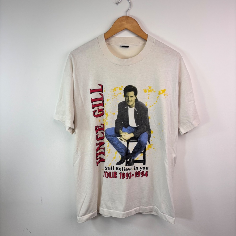 Vintage 1990s Vince Gill 1993-1994 Still Believe In You Country Tour Band Tee XL